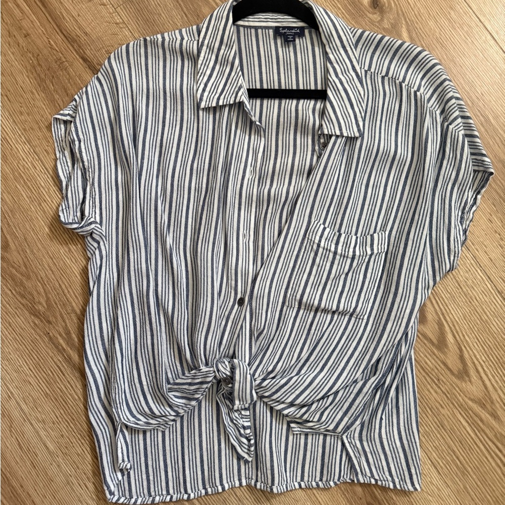 Splendid Navy & White Striped Button-Front Shirt